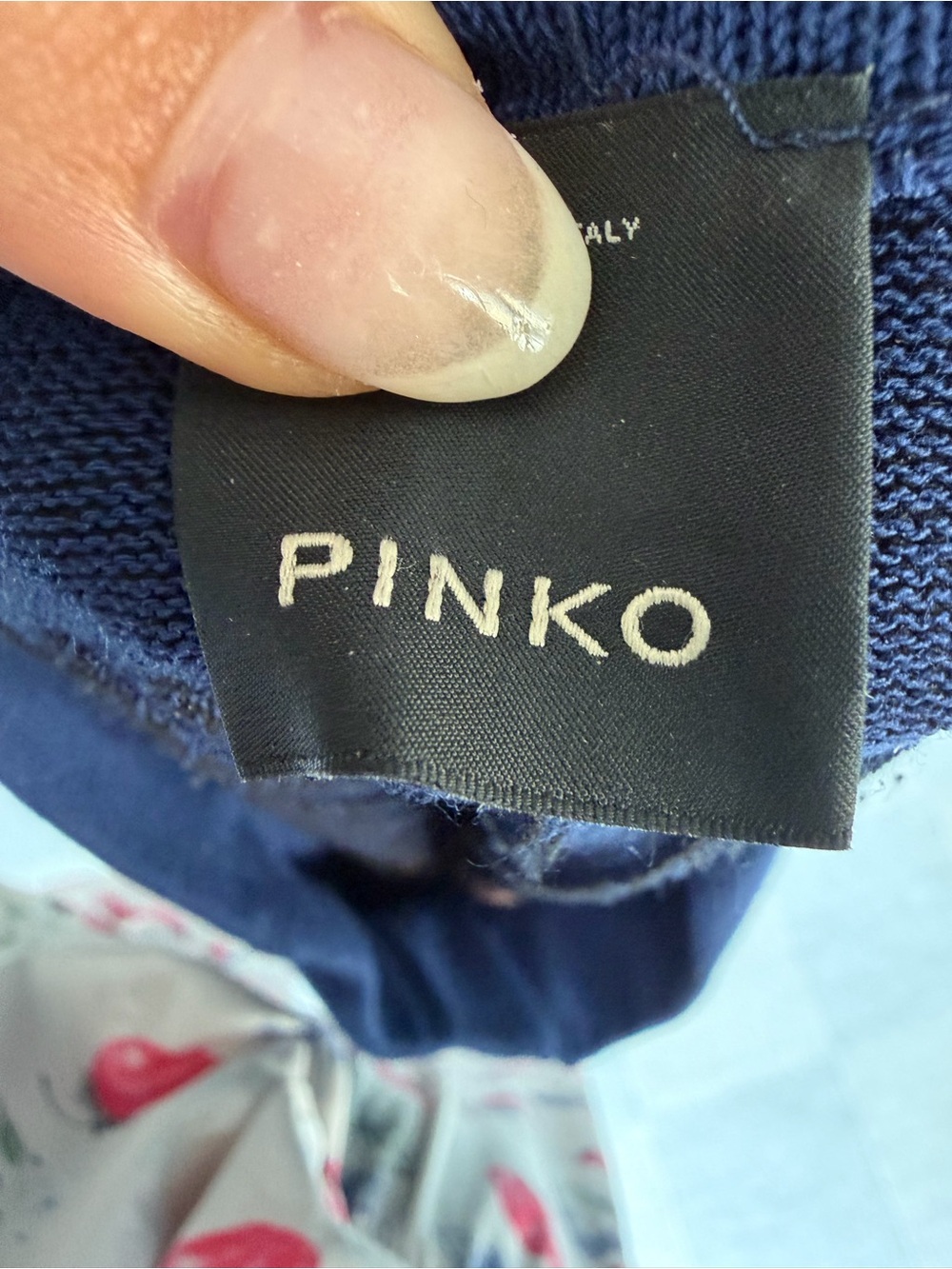 Pinko Navy Waistband Black Skirt with Bright Pink and Light Pink Stripes - Picture 3 of 3